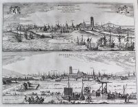 Panoramic Map of Dunkirk, Flanders/France, Blau & Sanderus, 1652. Panoramic Map of Dunkirk, Flanders/France, Blau & Sanderus, 1652.