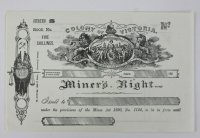Original unissued Miner's Right, 1890's. Colony of Victoria Original unissued Miner's Right, 1890's. Colony of Victoria
