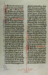 Manuscript vellum Missal leaf, c.1475. Comic marginalia. Manuscript vellum Missal leaf, c.1475. Comic marginalia.