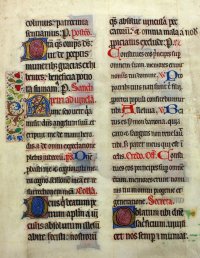 SOLD Large, very decorative Missal Leaf. c. 1425 SOLD Large, very decorative Missal Leaf. c. 1425