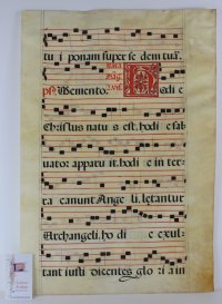 Antiphon for Christmas Day. Gregorian Chant leaf, c.1600, Spain. Antiphon for Christmas Day. Gregorian Chant leaf, c.1600, Spain.