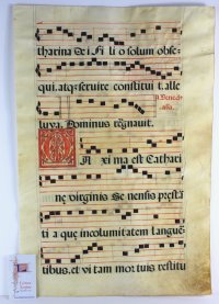 Antiphons for St. Catherine of Siena. Gregorian Chant leaf, c.1600, Spain. Antiphons for St. Catherine of Siena. Gregorian Chant leaf, c.1600, Spain.