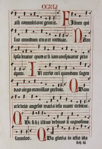 Hufnagel neumes notation. Incunable liturgical chant leaf, c.1498 Hufnagel neumes notation. Incunable liturgical chant leaf, c.1498