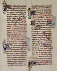 The First Sunday of Lent. Manuscript Breviary leaf, c. 1475 with jewel-like illuminated initials. The First Sunday of Lent. Manuscript Breviary leaf, c. 1475 with jewel-like illuminated initials.