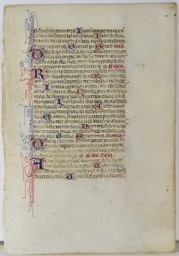 An early small format Breviary leaf c.1325. Tiny, precise text and decorations. An early small format Breviary leaf c.1325. Tiny, precise text and decorations.