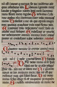 Early manuscript Breviary leaf with plainchant notation Italy or Southern France, c.1350. Early manuscript Breviary leaf with plainchant notation Italy or Southern France, c.1350.