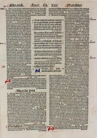 The Gospel according to St. Luke Glossed incunable leaf, 1498. The Gospel according to St. Luke Glossed incunable leaf, 1498.