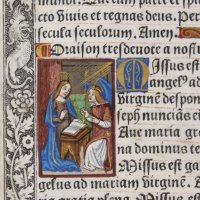 Miniature of The Annunciation. Pigouchet/Vostre vellum printed Book of Hours, c.1500 Miniature of The Annunciation. Pigouchet/Vostre vellum printed Book of Hours, c.1500
