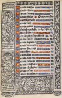 The Litany of the Saints Book of Hours leaf printed on vellum, 1502, Paris. The Litany of the Saints Book of Hours leaf printed on vellum, 1502, Paris.