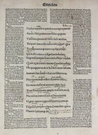 Virgil’s Aeneid. Glossed post incunable leaf, 1502 with inter-linear scholar’s notes. Virgil’s Aeneid. Glossed post incunable leaf, 1502 with inter-linear scholar’s notes.