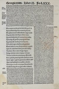 Virgil’s Georgics. Tree cultivation. Glossed post incunable leaf, 1507. Virgil’s Georgics. Tree cultivation. Glossed post incunable leaf, 1507.