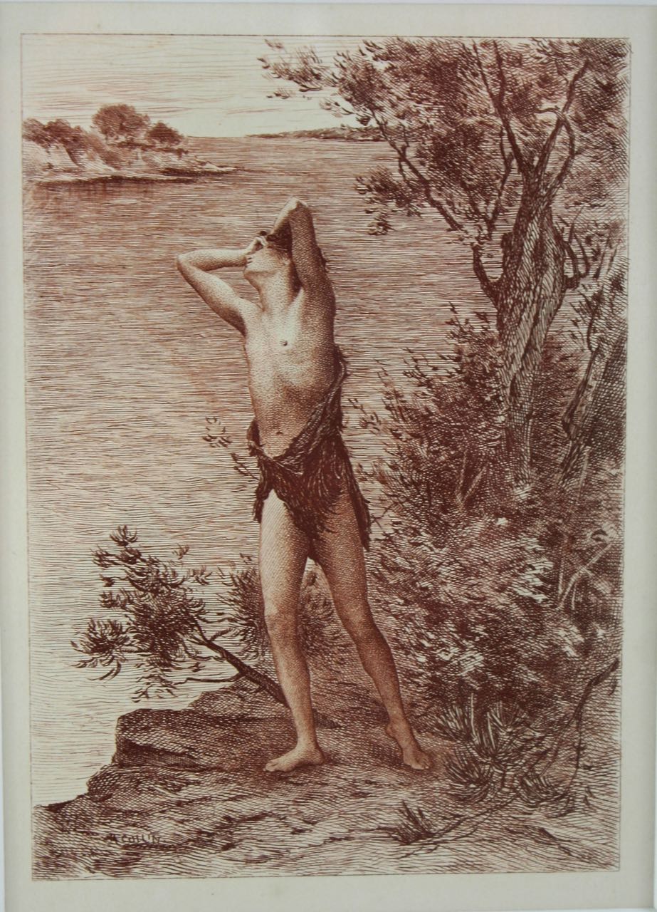 Framed Collin etching c. 1895. L’angoisse d’amour Framed Collin etching c. 1895. L’angoisse d’amour