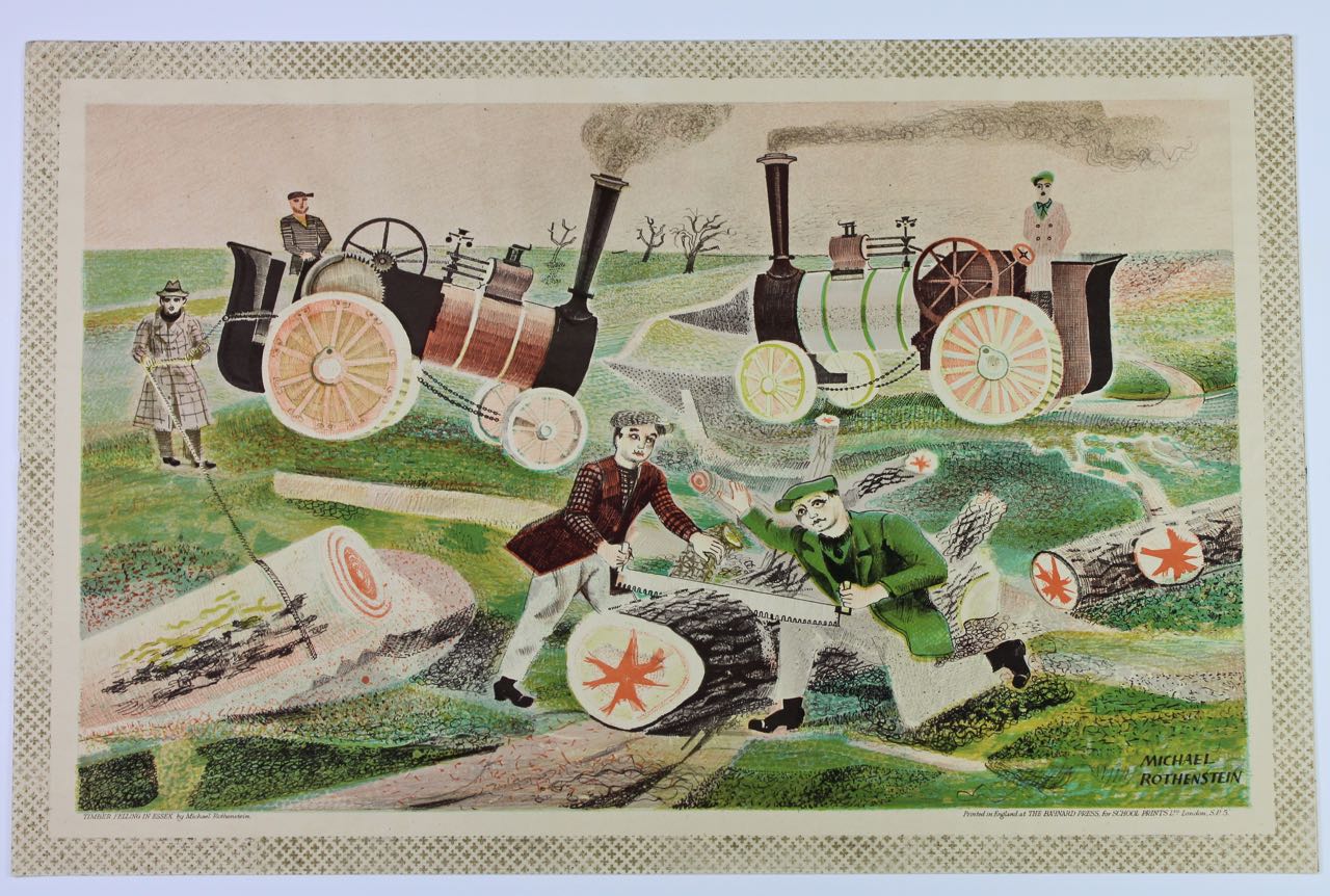 “Timber felling in Essex” 1946 Rothenstein lithograph “Timber felling in Essex” 1946 Rothenstein lithograph