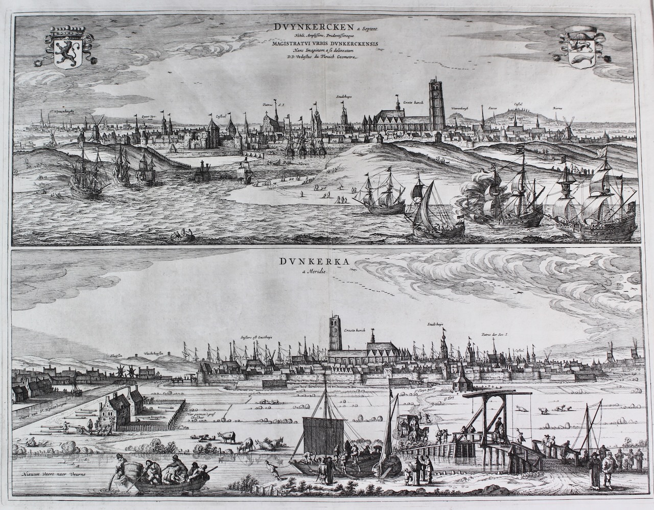 Panoramic Map of Dunkirk, Flanders/France, Blau & Sanderus, 1652. Panoramic Map of Dunkirk, Flanders/France, Blau & Sanderus, 1652.