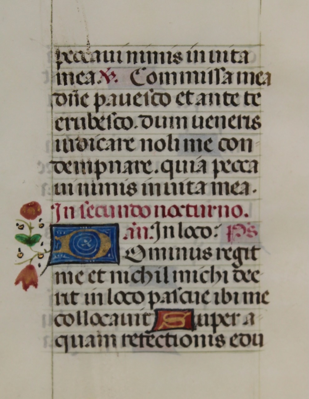 SOLD Tiny illuminated leaf from a medieval lady's Book of Hours. France, c.1475. SOLD Tiny illuminated leaf from a medieval lady's Book of Hours. France, c.1475.
