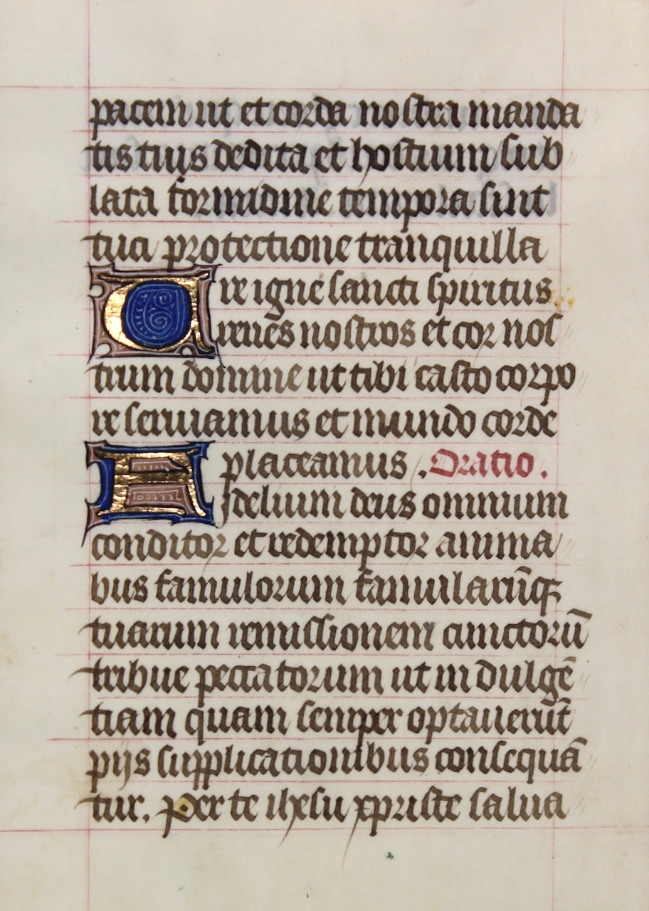 Illuminated leaf from a French Book of Hours. c.1475. The Litany of the Saints. Illuminated leaf from a French Book of Hours. c.1475. The Litany of the Saints.