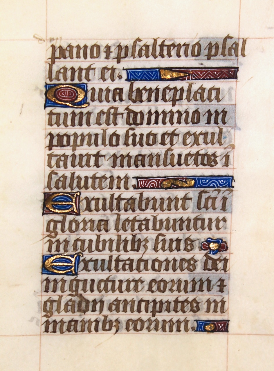 Illuminated leaf from a medieval Book of Hours. Northern France, c.1480. Illuminated leaf from a medieval Book of Hours. Northern France, c.1480.