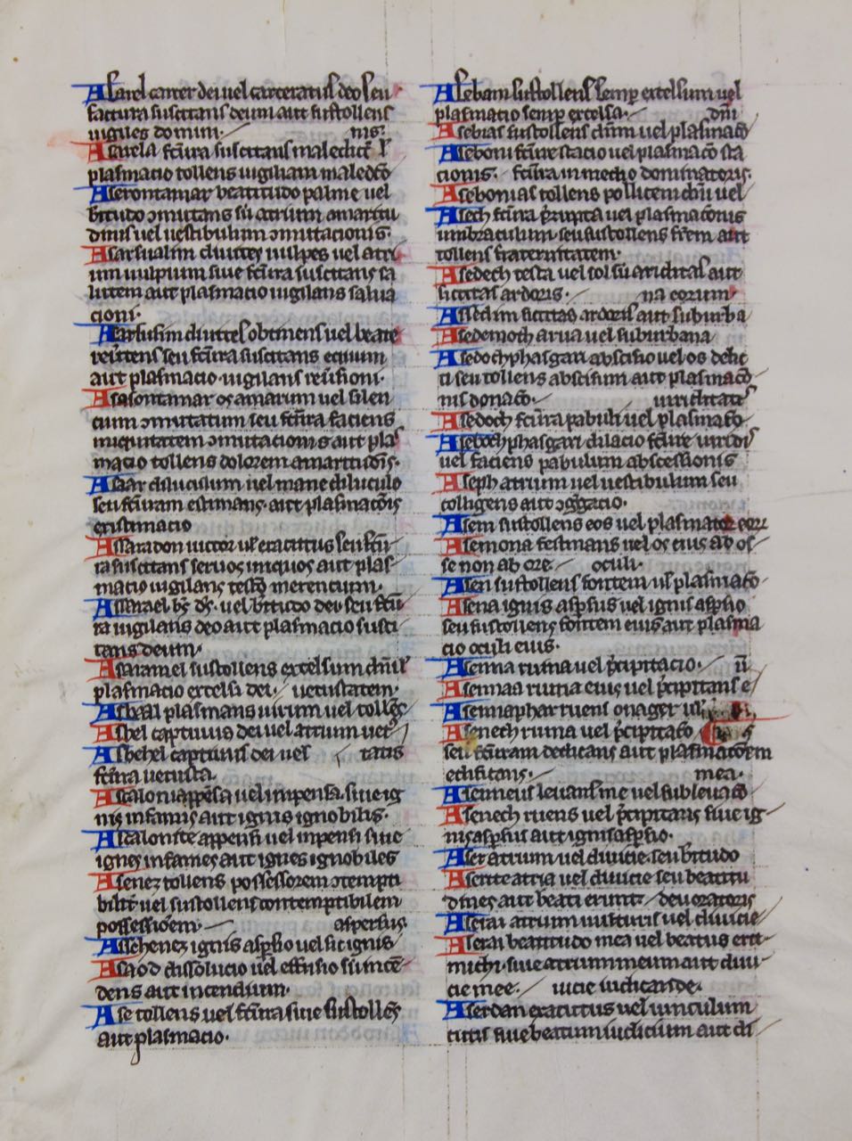 Interpretation of Hebrew Names, Parisian Bible leaf, c 1250. Interpretation of Hebrew Names, Parisian Bible leaf, c 1250.