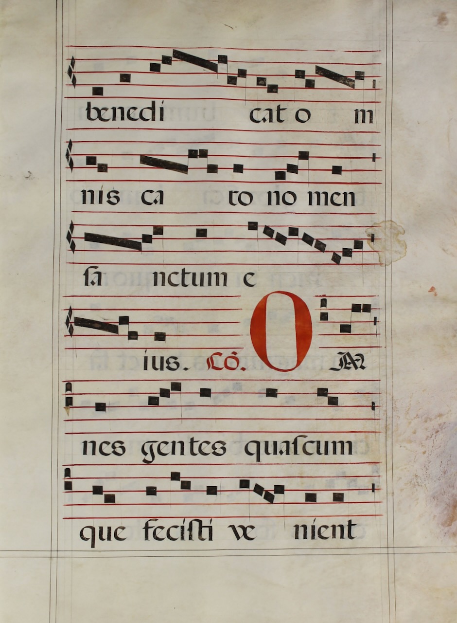 Gradual manuscript leaf, c.1600, Spain or Portugal. Feast of the Holy Name of Jesus Gradual manuscript leaf, c.1600, Spain or Portugal. Feast of the Holy Name of Jesus