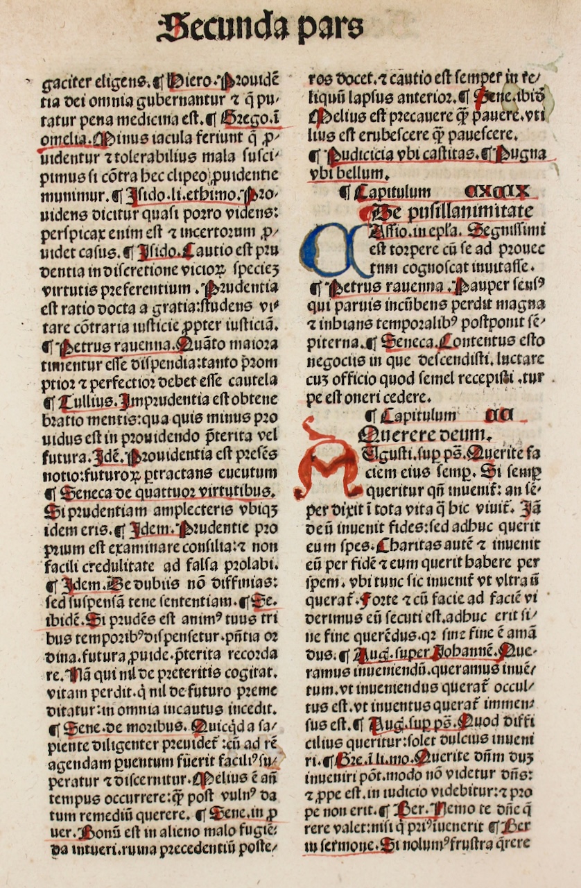 “The Light of the Soul”. An excellent example of incunable printing & rubrication. 1482. “The Light of the Soul”. An excellent example of incunable printing & rubrication. 1482.